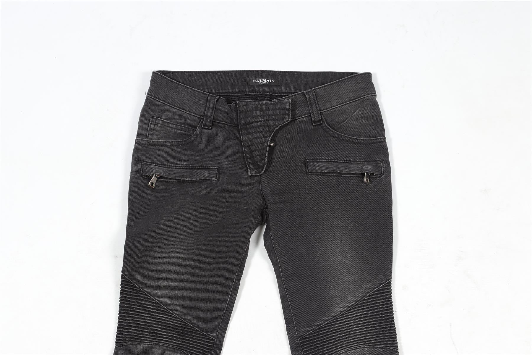 BALMAIN GREY LOW RISE SKINNY JEANS FR 34 UK 6 - Image 3