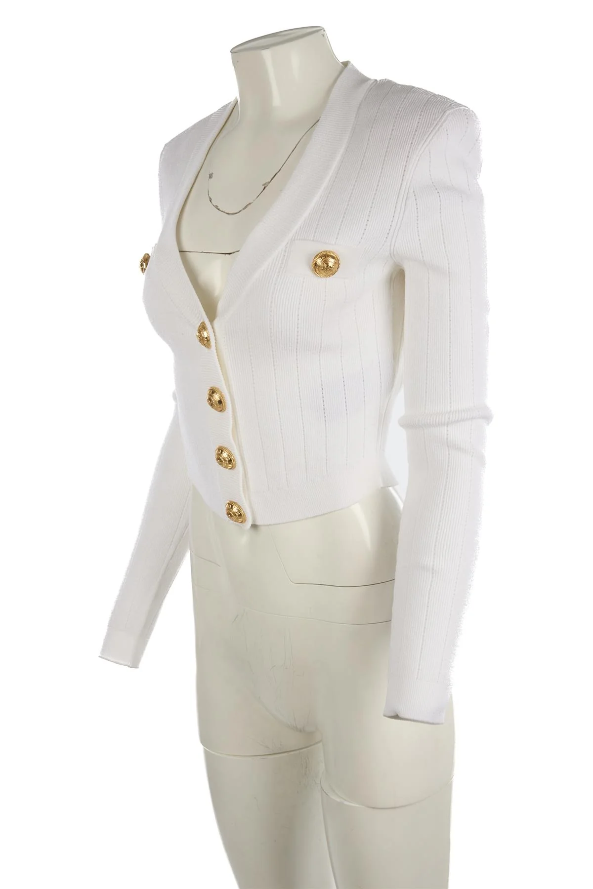 BALMAIN IVORY KNIT CARDIGAN FR 38 UK 10 - Image 3
