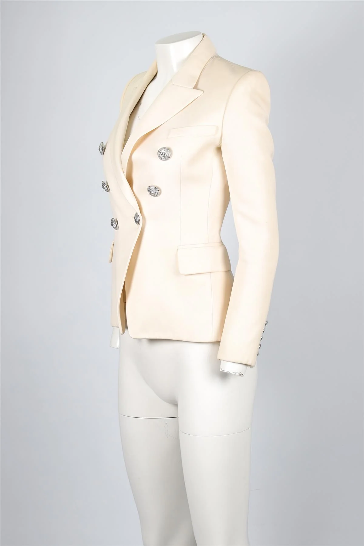 BALMAIN IVORY WOOL BLAZER FR 34 UK 6 - Image 3
