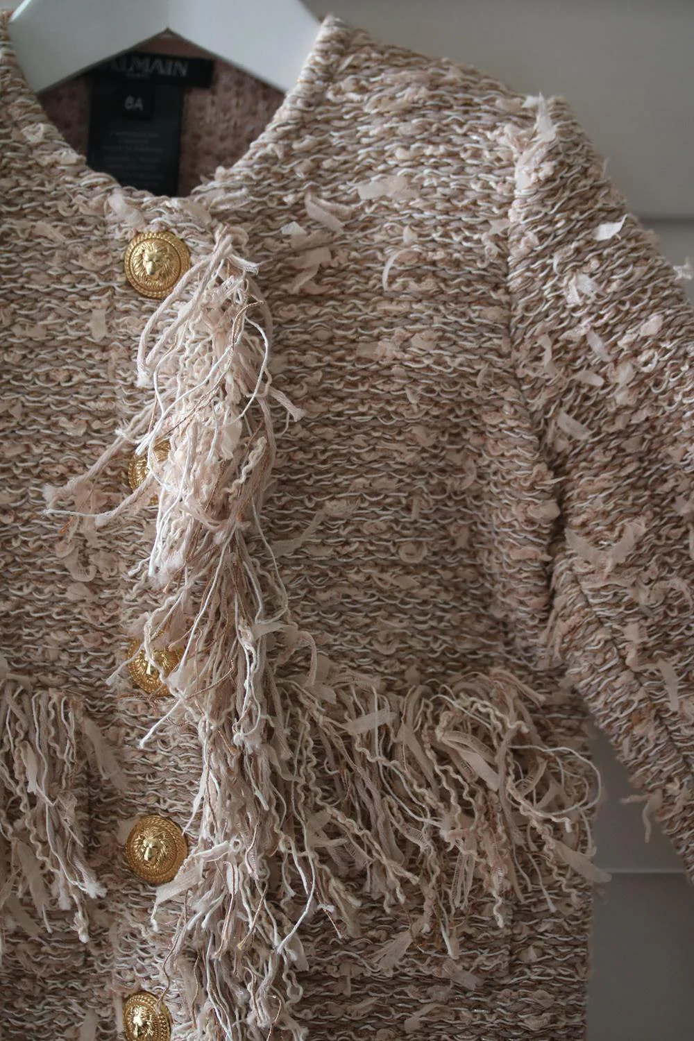 BALMAIN KIDS GIRLS FRINGED TWEED JACKET 6 YEARS - Image 3