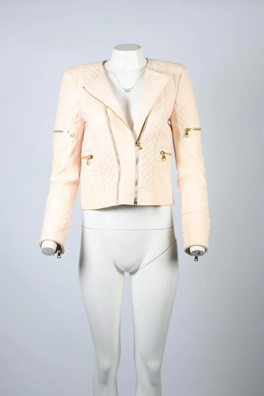 BALMAIN LEATHER BIKER JACKET FR 38 UK 10 - Image 2
