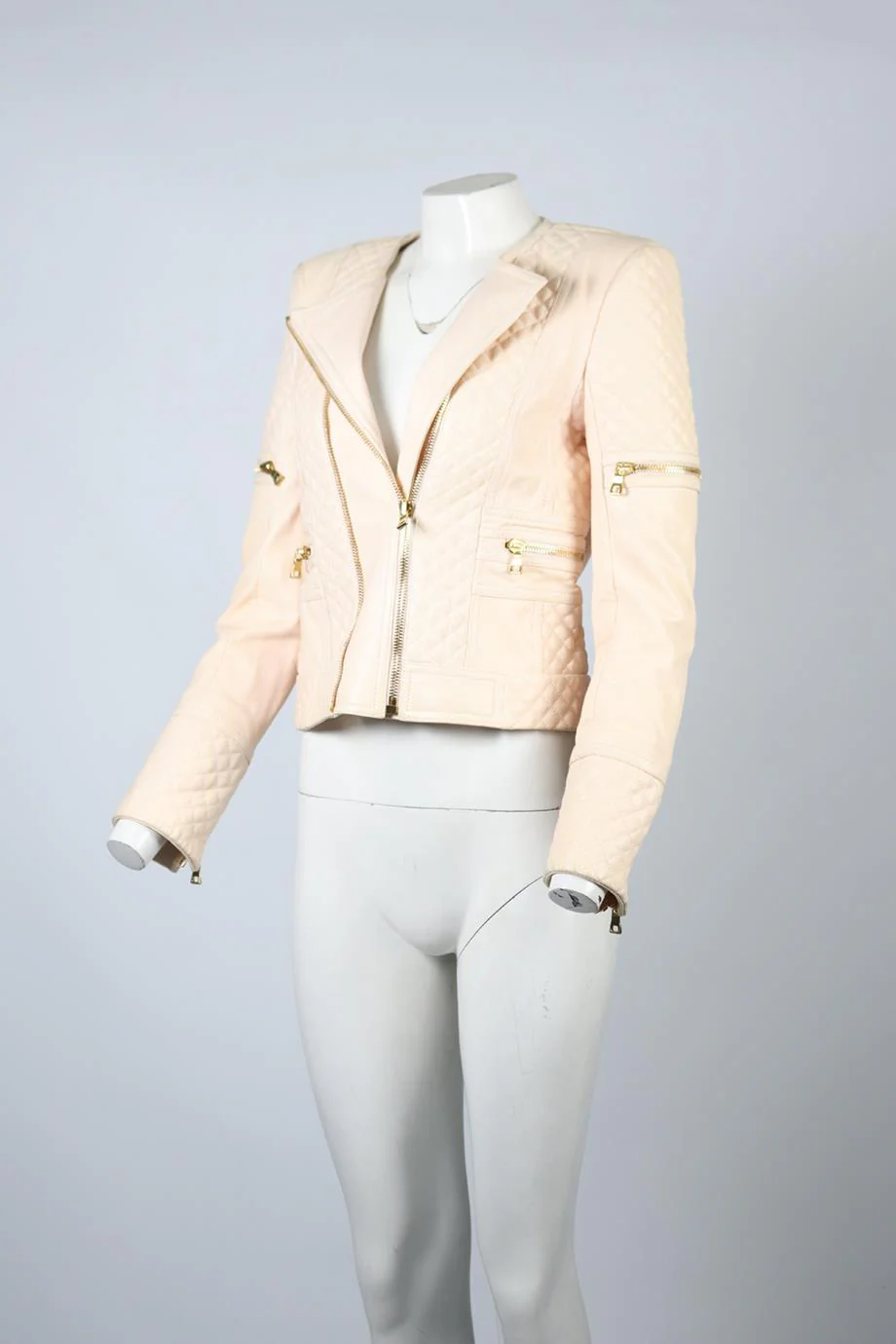BALMAIN LEATHER BIKER JACKET FR 38 UK 10 - Image 3