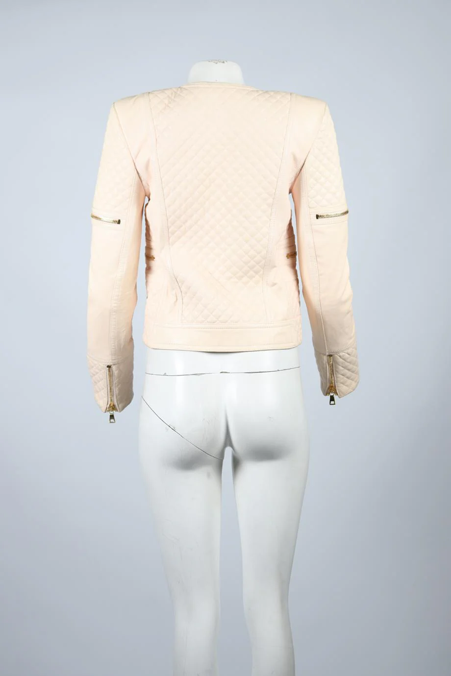 BALMAIN LEATHER BIKER JACKET FR 38 UK 10 - Image 4