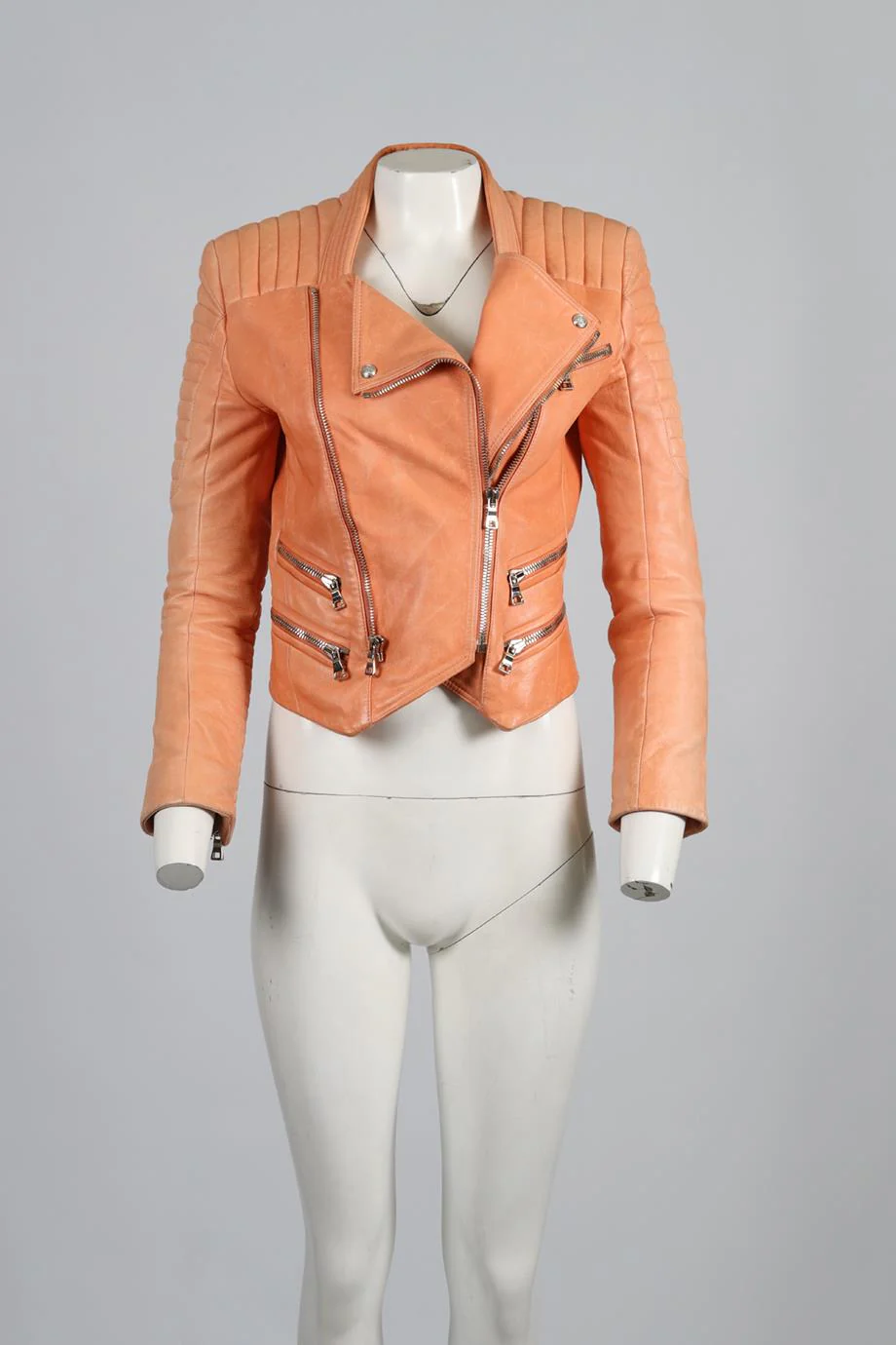 BALMAIN LEATHER BIKER JACKET FR 38 UK 10 - Image 2