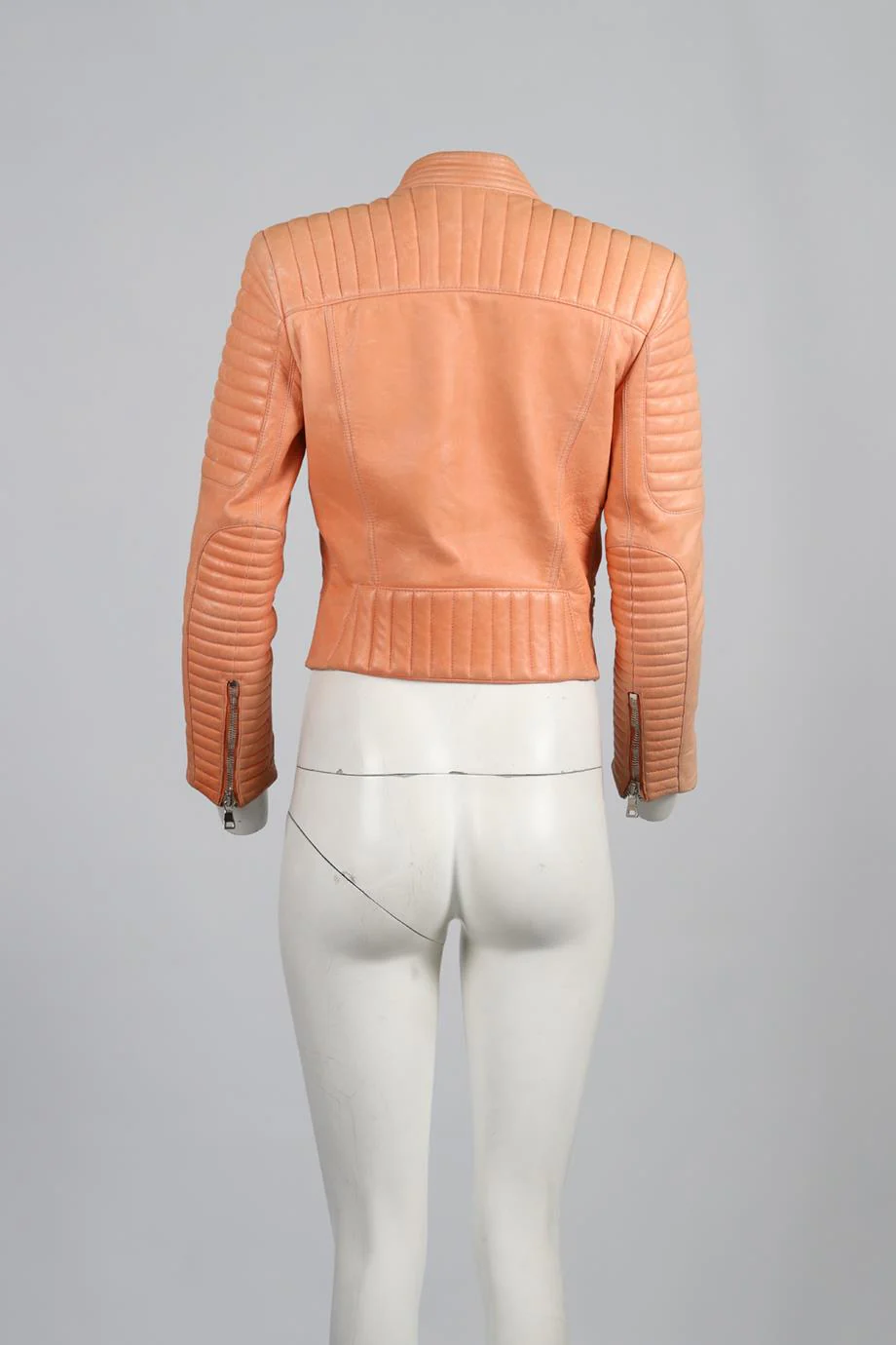 BALMAIN LEATHER BIKER JACKET FR 38 UK 10 - Image 4