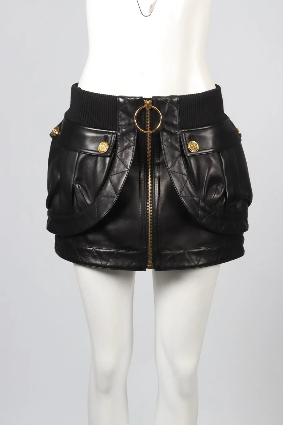 BALMAIN LEATHER MINI SKIRT FR 38 UK 10 - Image 2
