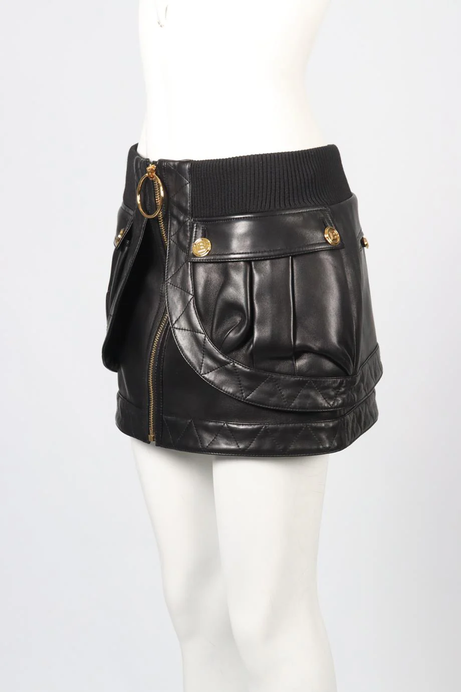 BALMAIN LEATHER MINI SKIRT FR 38 UK 10 - Image 3