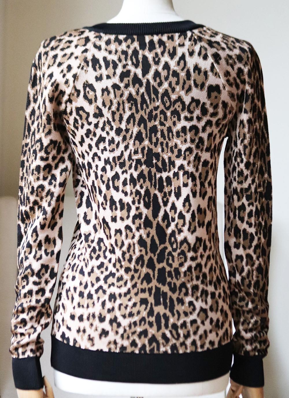 BALMAIN LEOPARD PRINT JACQUARD KNIT SWEATER FR 38 UK 10 - Image 4