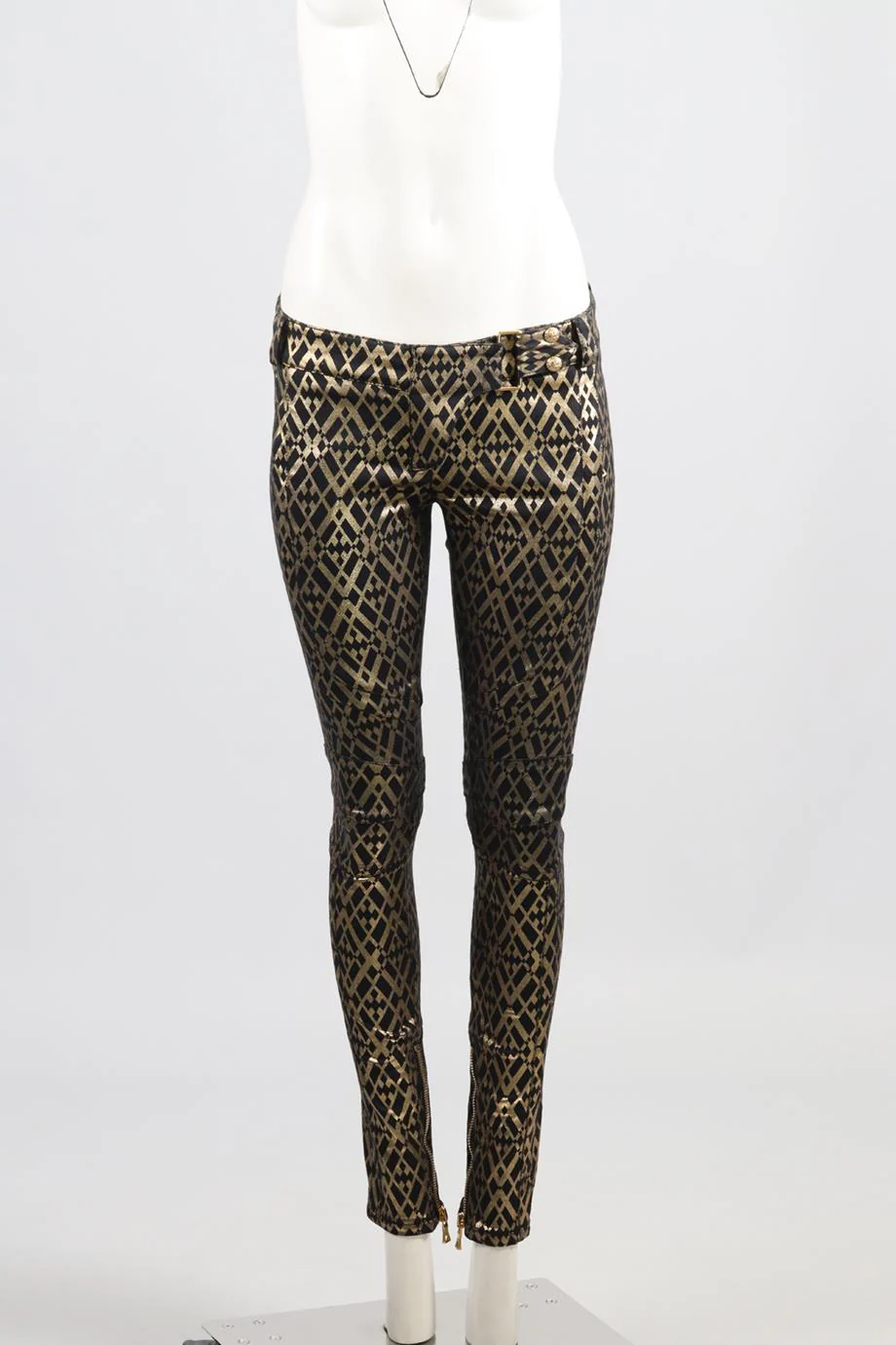 BALMAIN LOW RISE COTTON BLEND SKINNY PANTS FR 38 UK 10 - Image 2