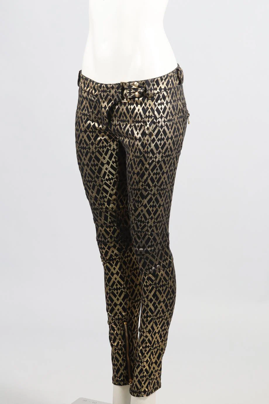 BALMAIN LOW RISE COTTON BLEND SKINNY PANTS FR 38 UK 10 - Image 3