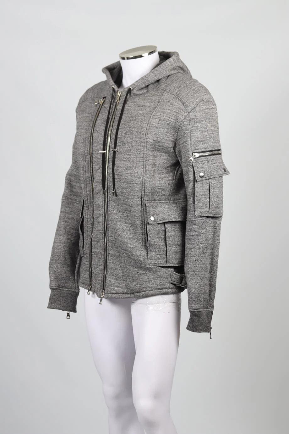 BALMAIN MEN'S COTTON AND WOOL BLEND HOODIE LARGE - Image 3