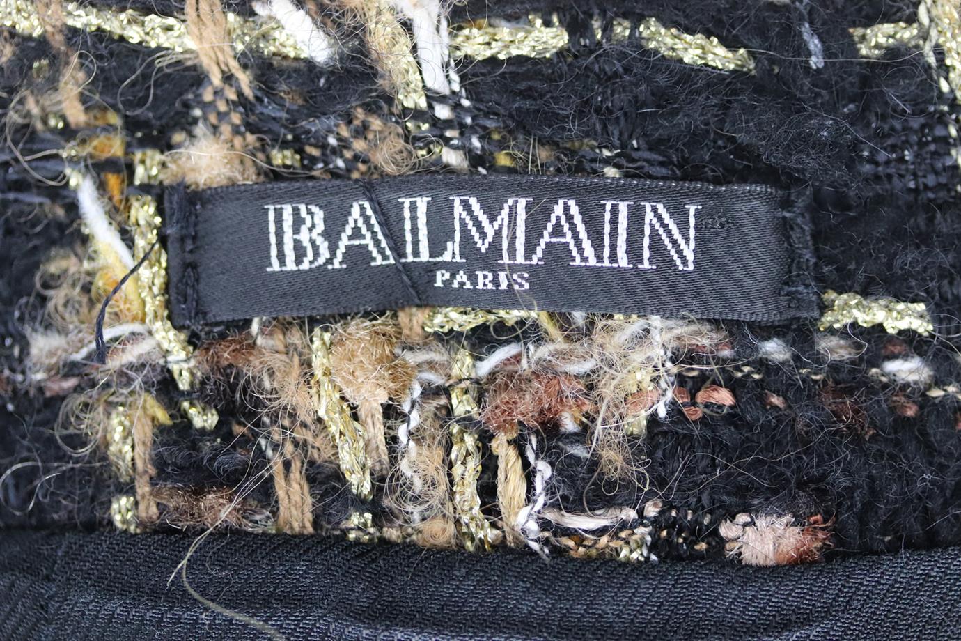 BALMAIN METALLIC WOOL BLEND TWEED MINI SKIRT FR 34 UK 4 - Image 4