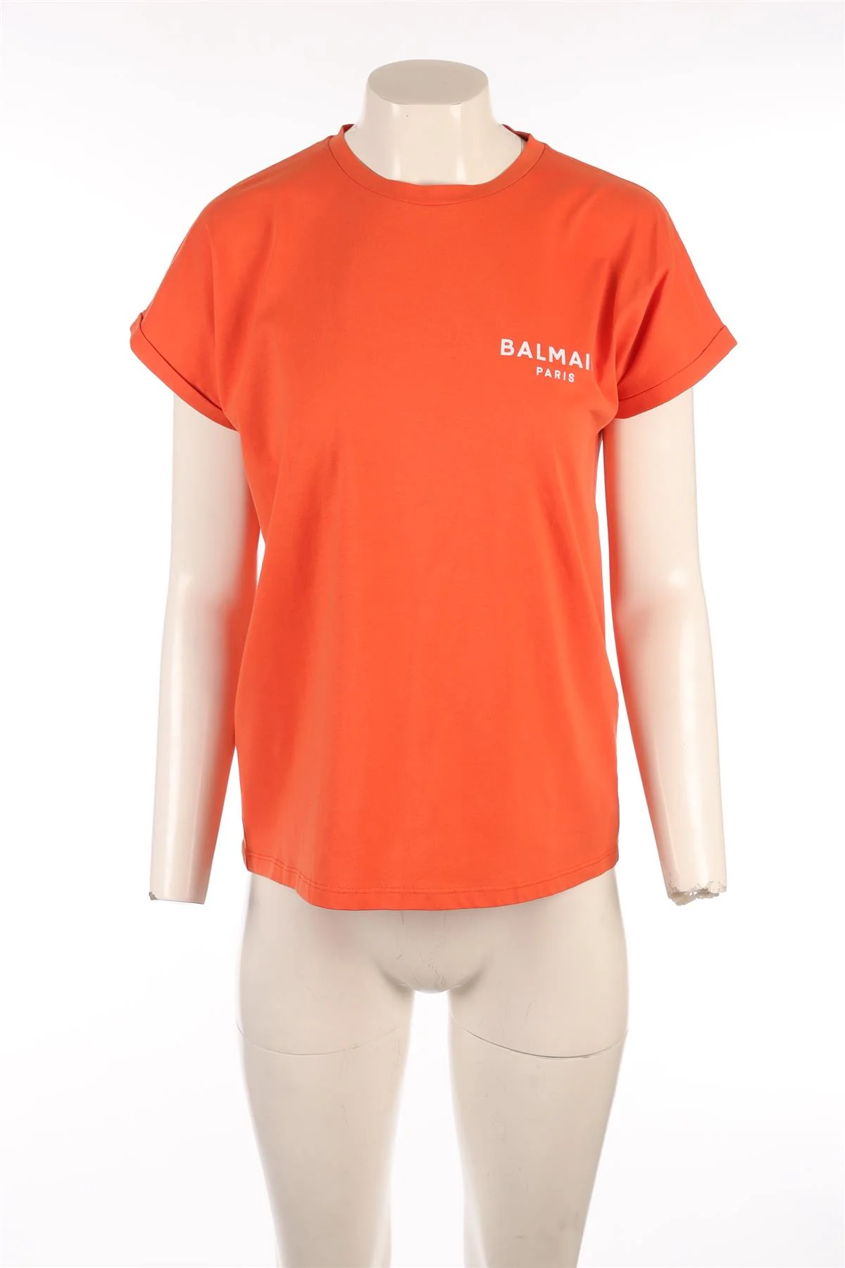 BALMAIN ORANGE COTTON T-SHIRT SMALL - Image 2