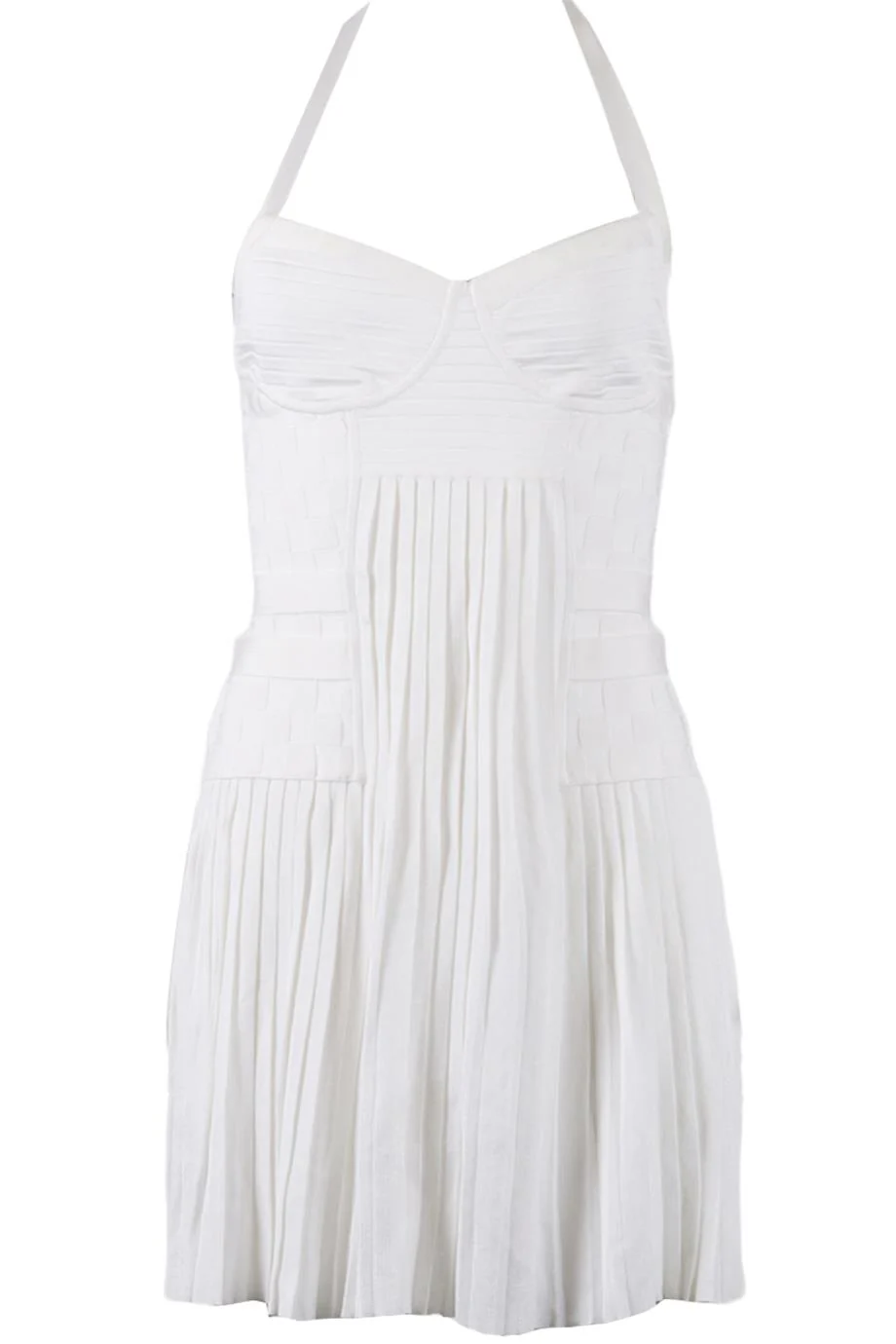 BALMAIN PLEATED KNIT MINI DRESS FR 38 UK 10