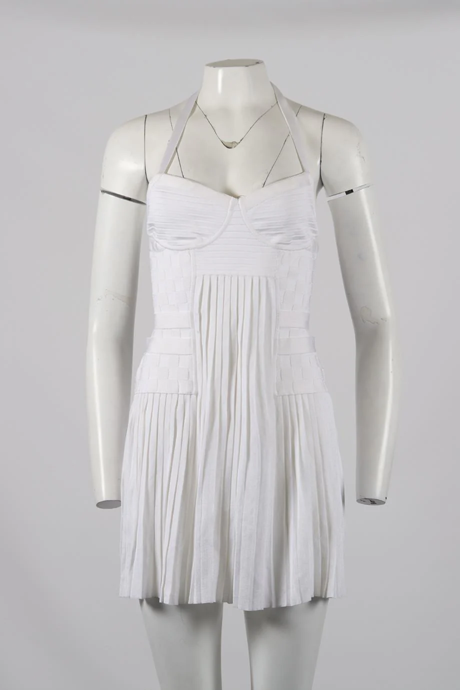 BALMAIN PLEATED KNIT MINI DRESS FR 38 UK 10 - Image 2