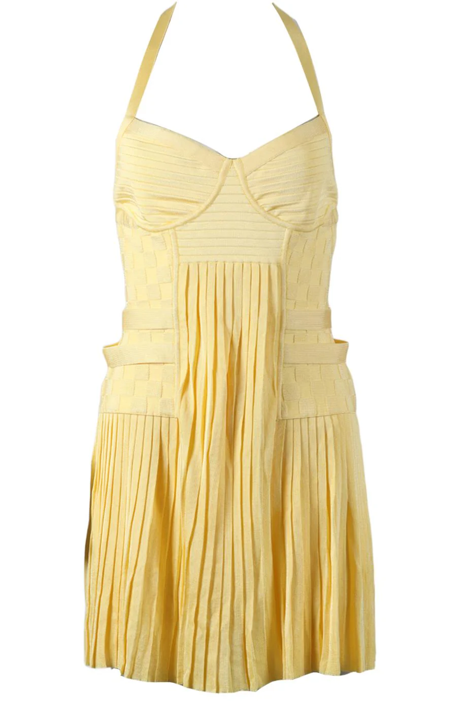 BALMAIN PLEATED KNIT MINI DRESS FR 40 UK 12