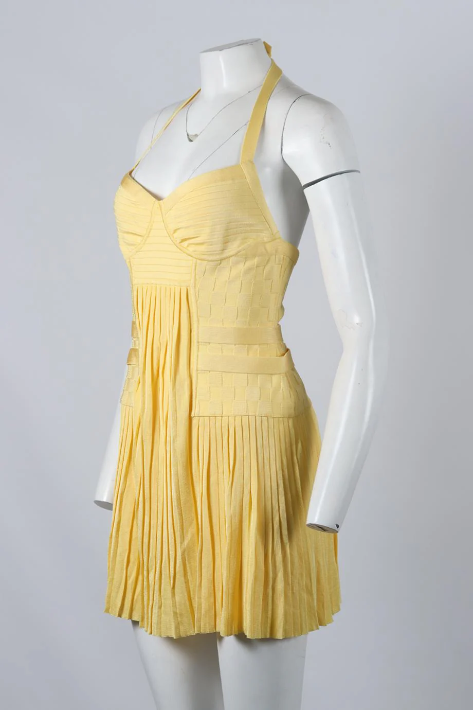 BALMAIN PLEATED KNIT MINI DRESS FR 40 UK 12 - Image 3