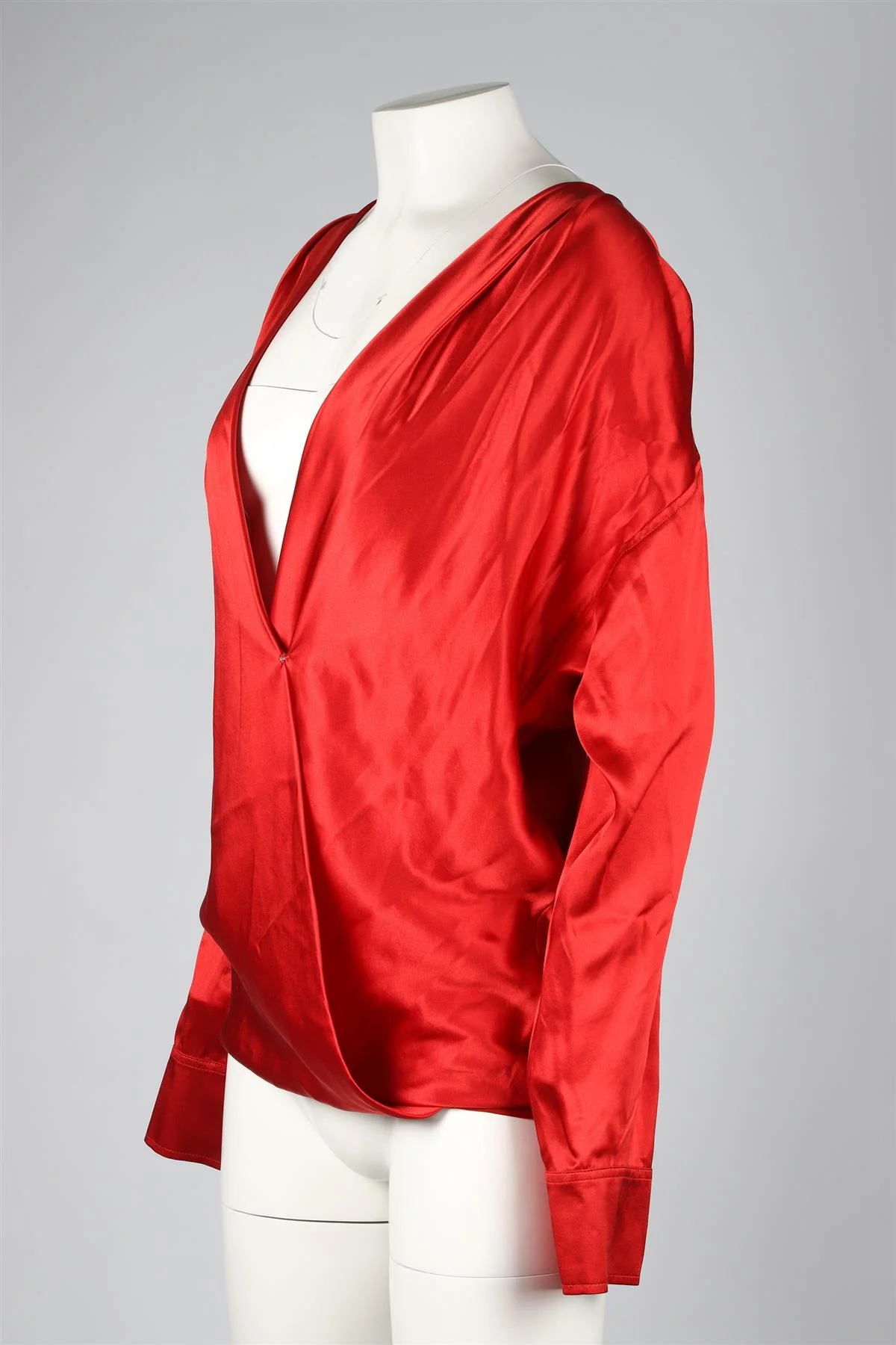 BALMAIN RED SILK TOP FR 34 UK 6 - Image 3