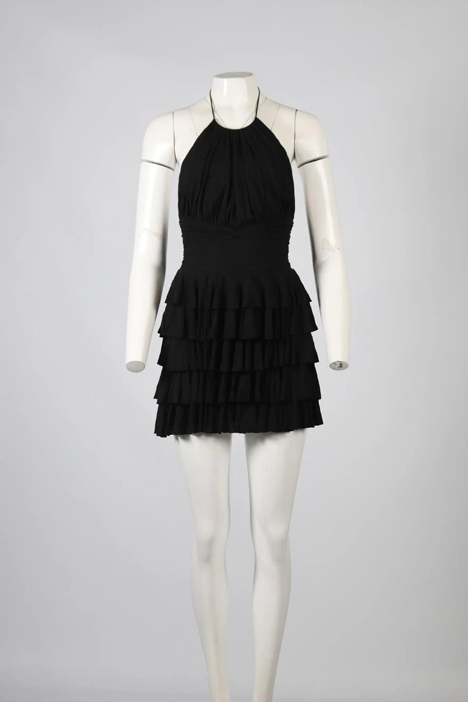 BALMAIN RUFFLED JERSEY MINI DRESS FR 34 UK 6 - Image 2