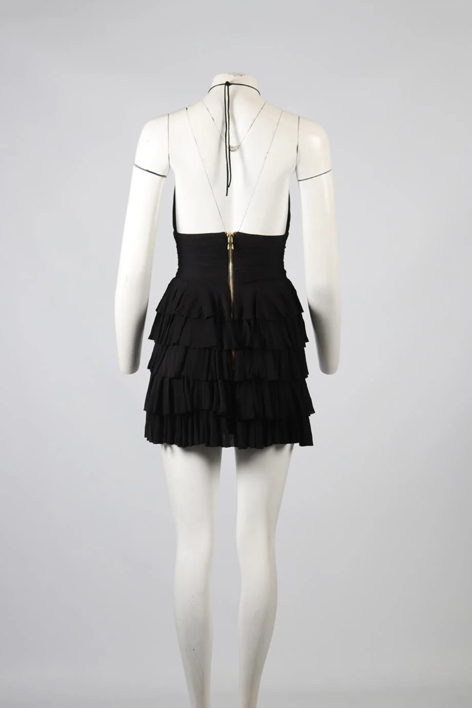 BALMAIN RUFFLED JERSEY MINI DRESS FR 34 UK 6 - Image 4