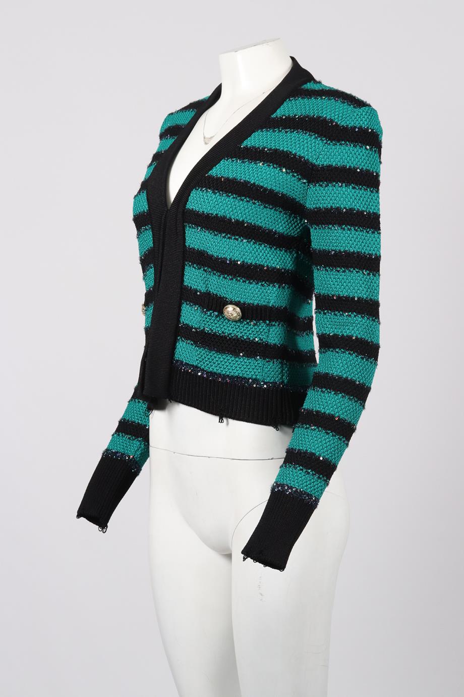BALMAIN STRIPED KNIT JACKET FR 36 UK 8 - Image 3