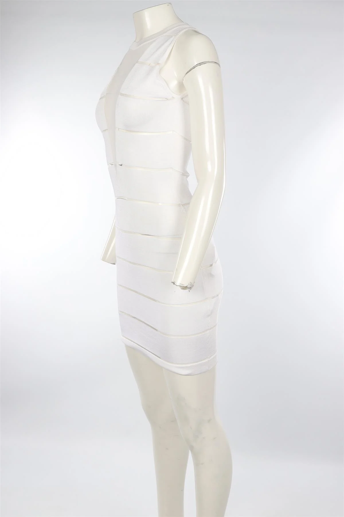 BALMAIN WHITE KNIT MINI DRESS FR 36 UK 8 - Image 3