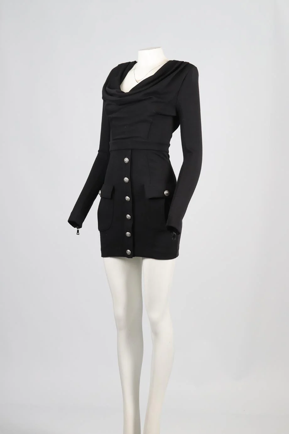 BALMAIN WOOL MINI DRESS FR 36 UK 8 - Image 3