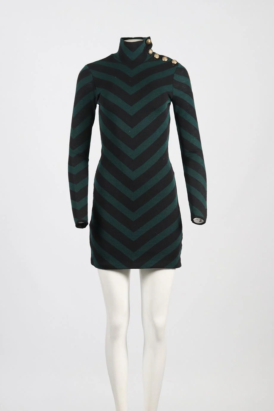 BALMAIN WOOL MINI DRESS FR 38 UK 10 - Image 2