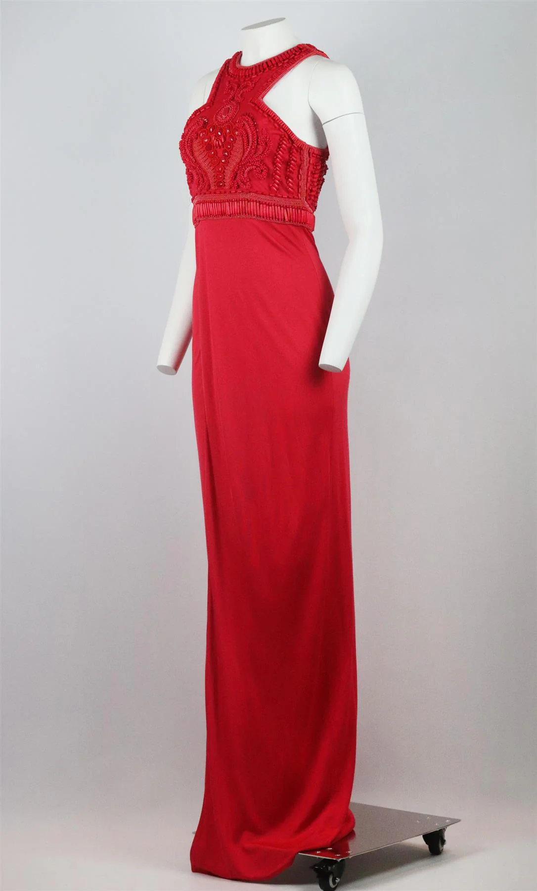 BALMAIN WRAP EFFECT EMBELLISHED JERSEY GOWN FR 40 UK 12 - Image 3