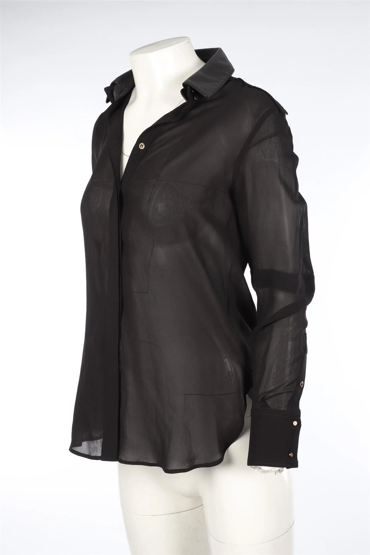 BELSTAFF BLACK SILK SHIRT IT 38 UK 6 - Image 3
