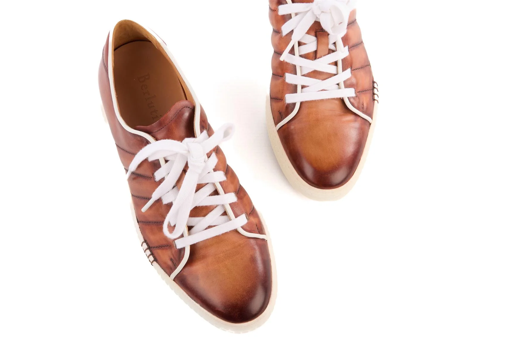 BERLUTI BROWN MEN'S LEATHER SNEAKERS UK 8.5 EU 42.5 US 9.5 - Image 4