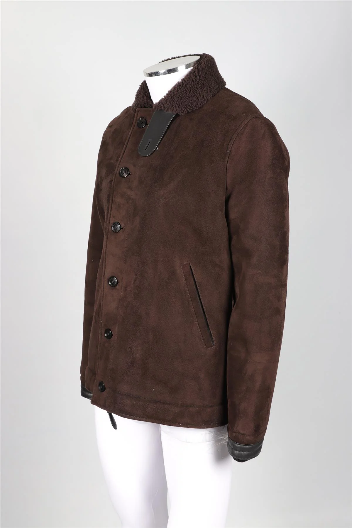 BERLUTI BROWN MEN'S SHEARLING AND SUEDE JACKET LARGE - Image 3