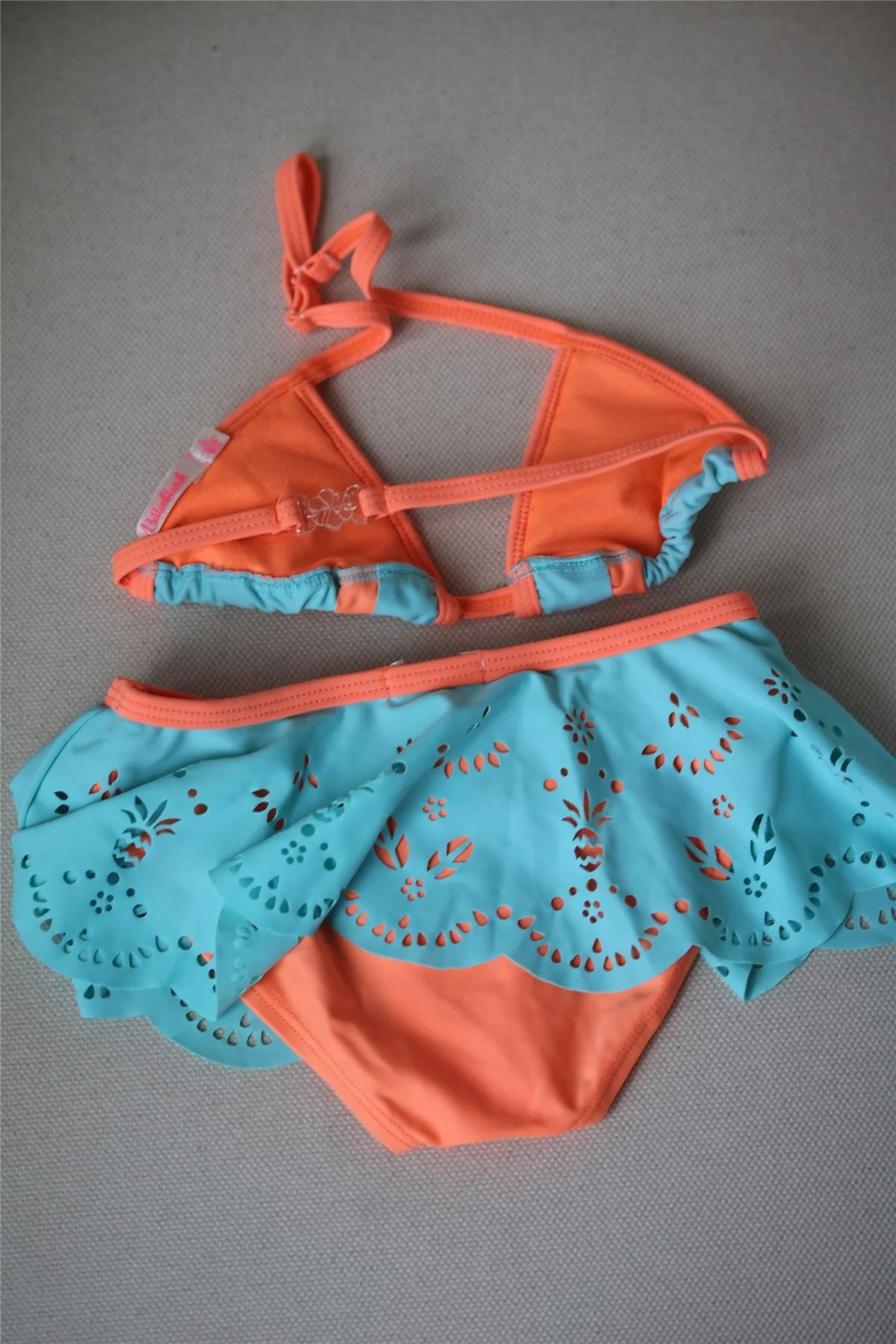 BILLIEBLUSH GIRLS BLUE & NEON ORANGE BIKINI 4 YEARS - Image 3
