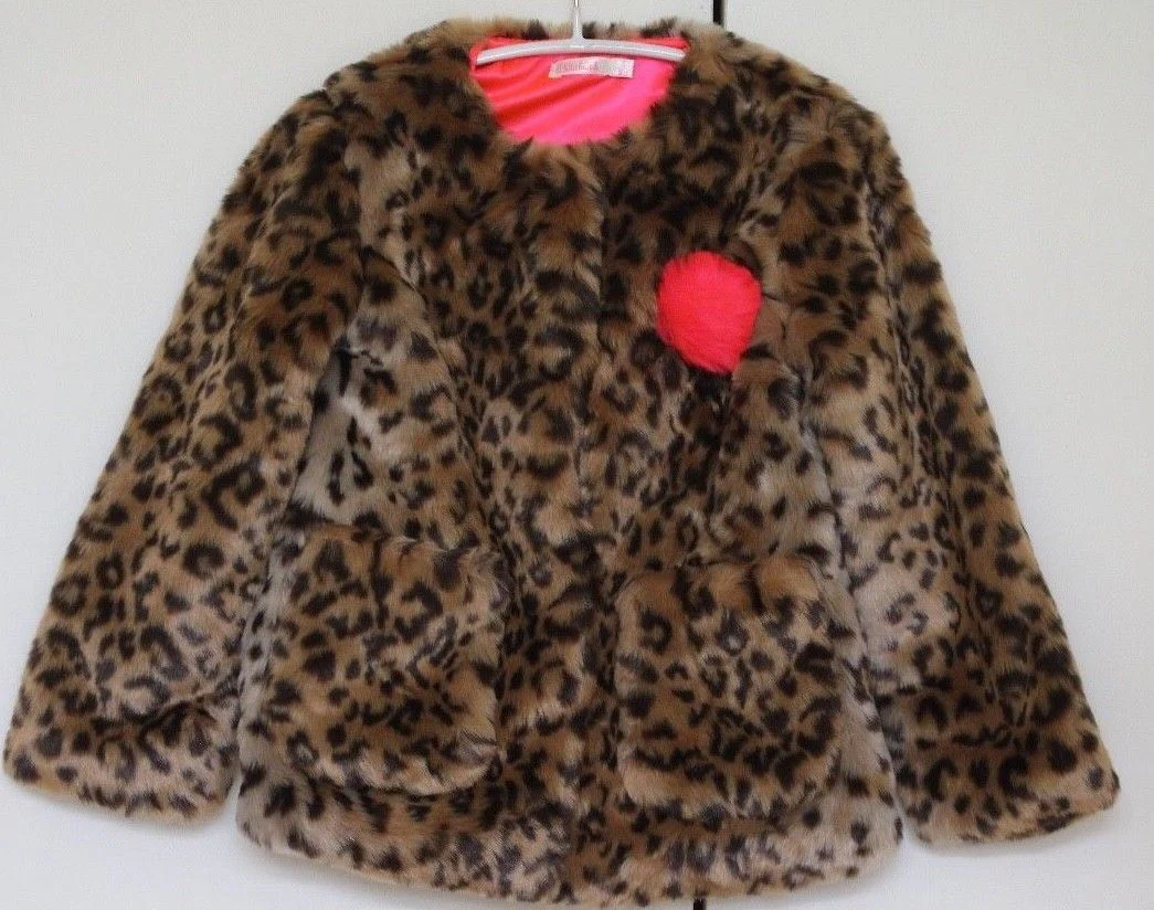 BILLIEBLUSH GIRLS LEOPARD PRINTED FAUX FUR JACKET 3 YEARS - Image 4