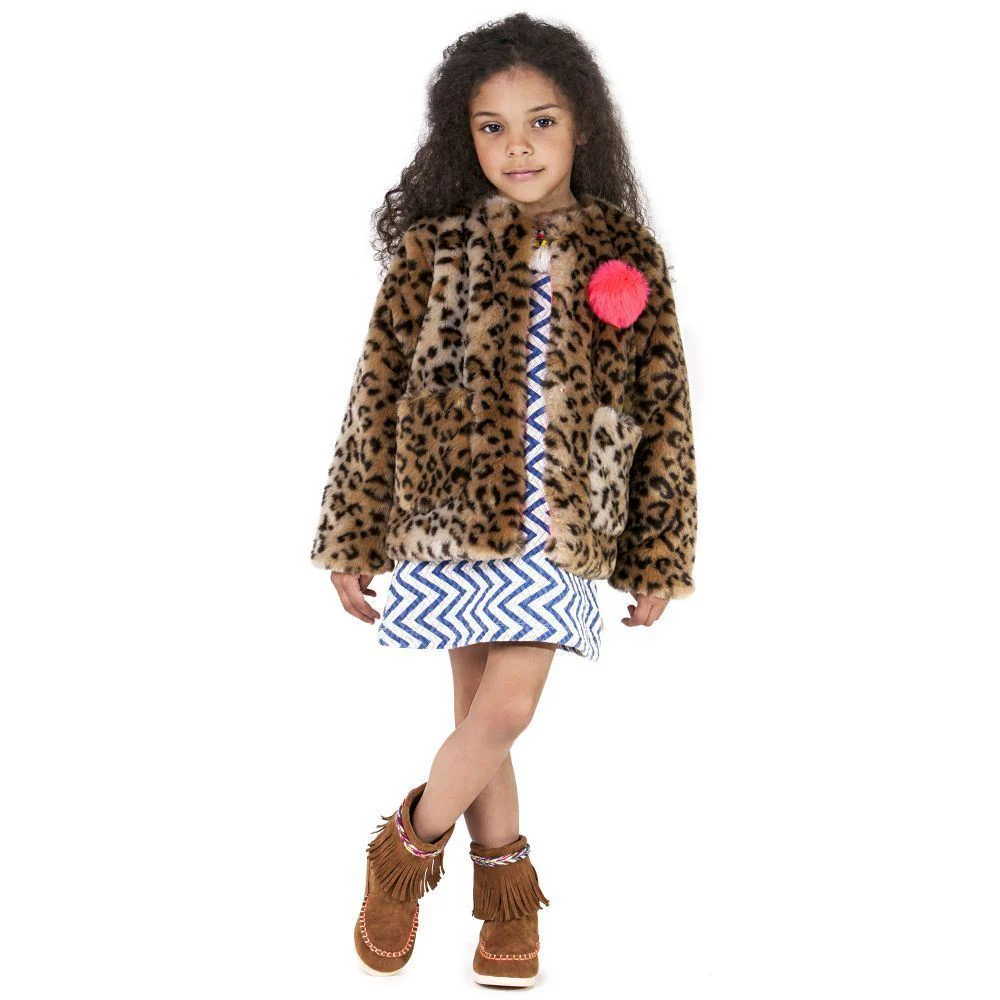 BILLIEBLUSH GIRLS LEOPARD PRINTED FAUX FUR JACKET 3 YEARS - Image 6