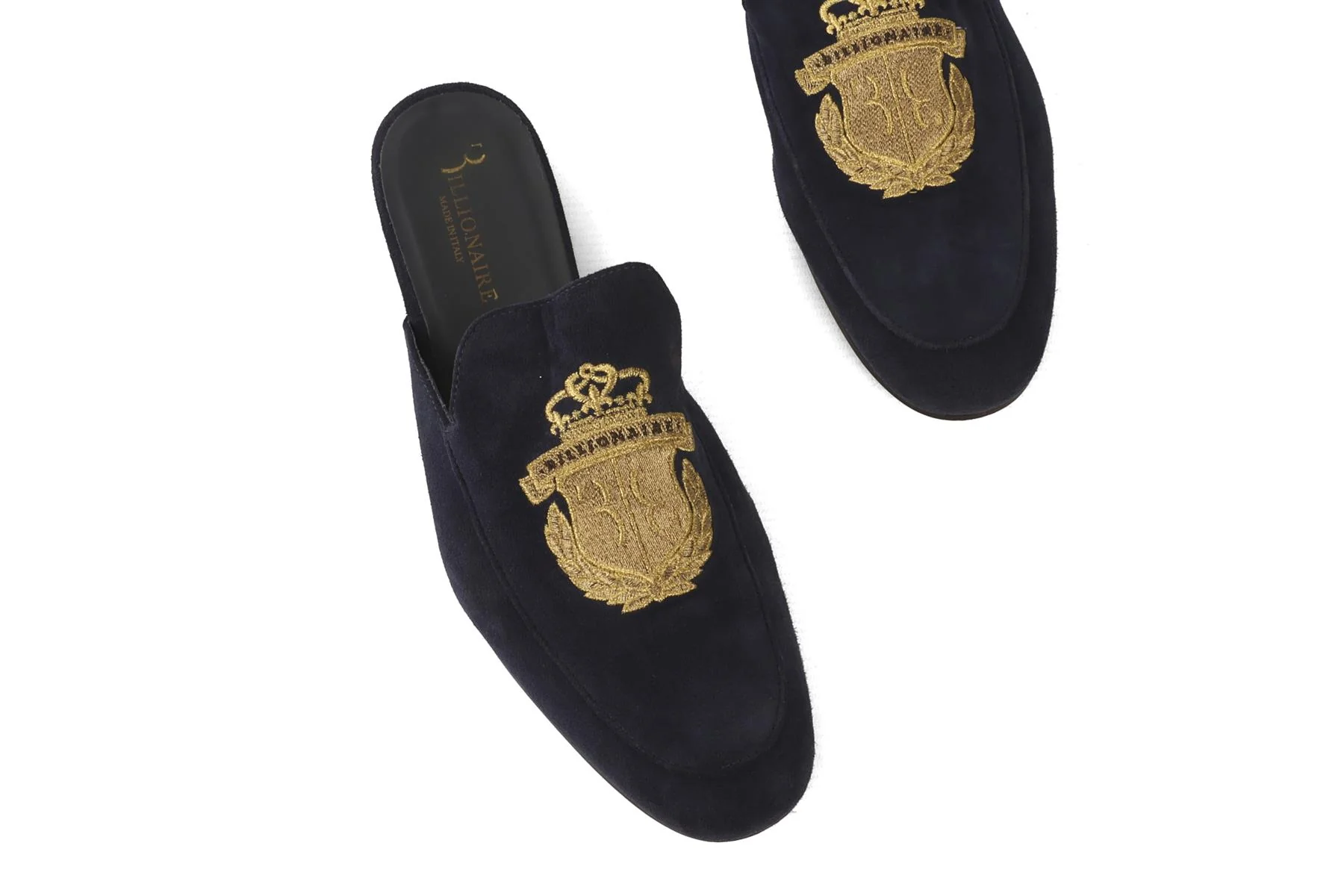 BILLIONAIRE NAVY MEN'S SUEDE MULES EU 42 UK 8 US 9 - Image 4