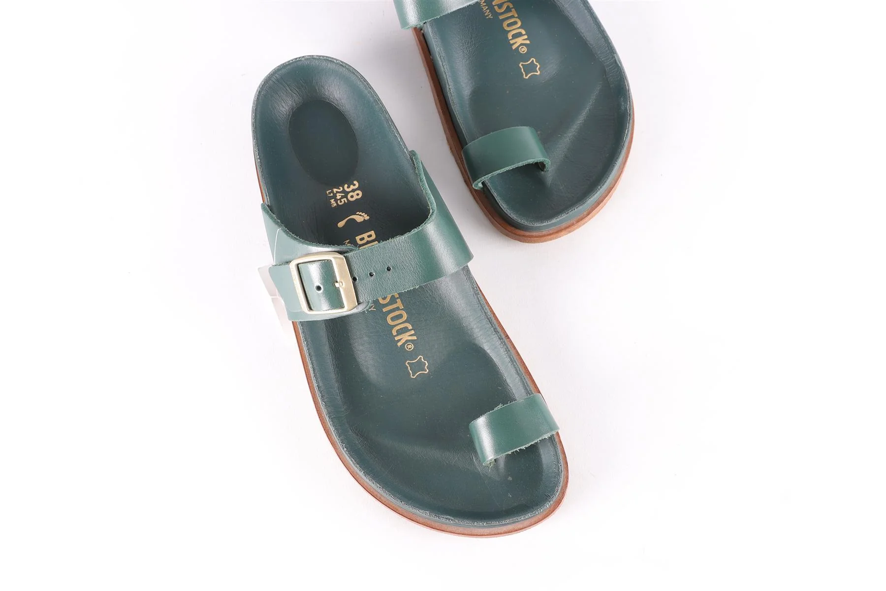 BIRKENSTOCK GREEN LEATHER SANDALS EU 38 UK 5 US 8 - Image 4