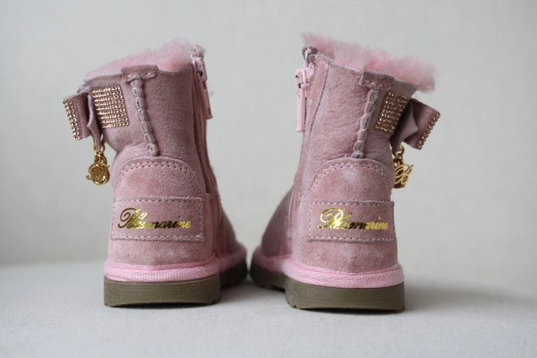 BLUMARINE BABY PINK SUEDE DIAMANTE BOOTS SHOES EU 20 UK 4 - Image 3