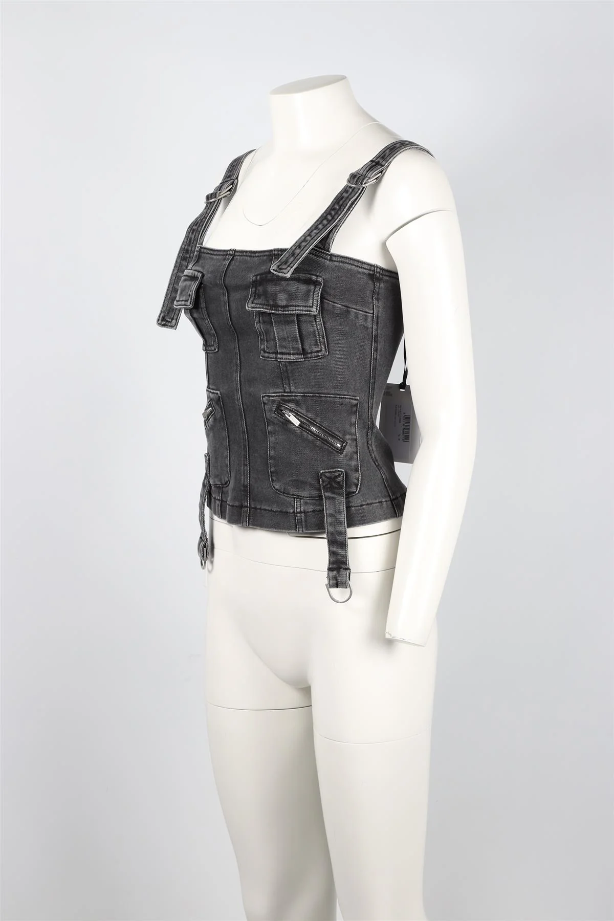 BLUMARINE GREY DENIM TOP IT 38 UK 6 - Image 3