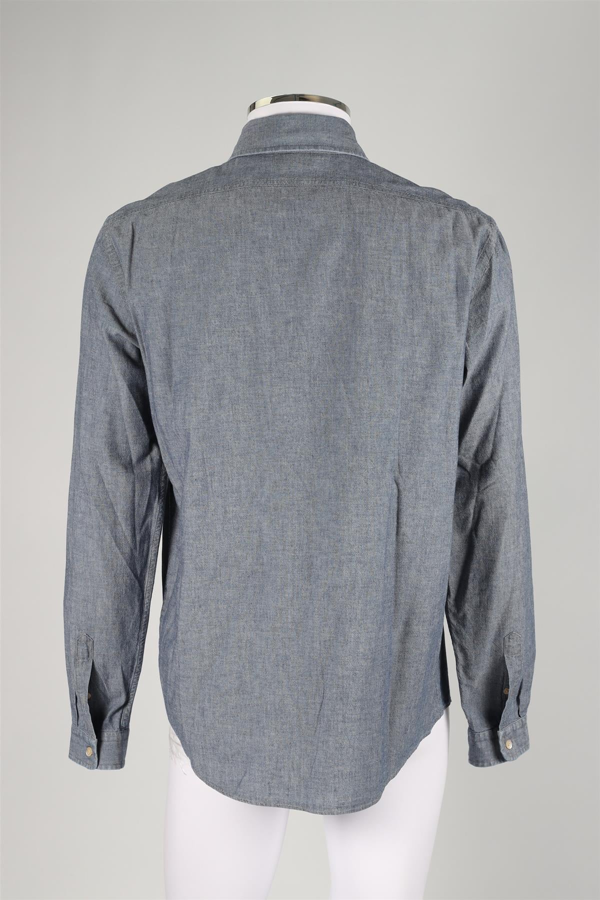 BOGLIOLI BLUE MEN'S COTTON SHIRT EU 42 - Image 4