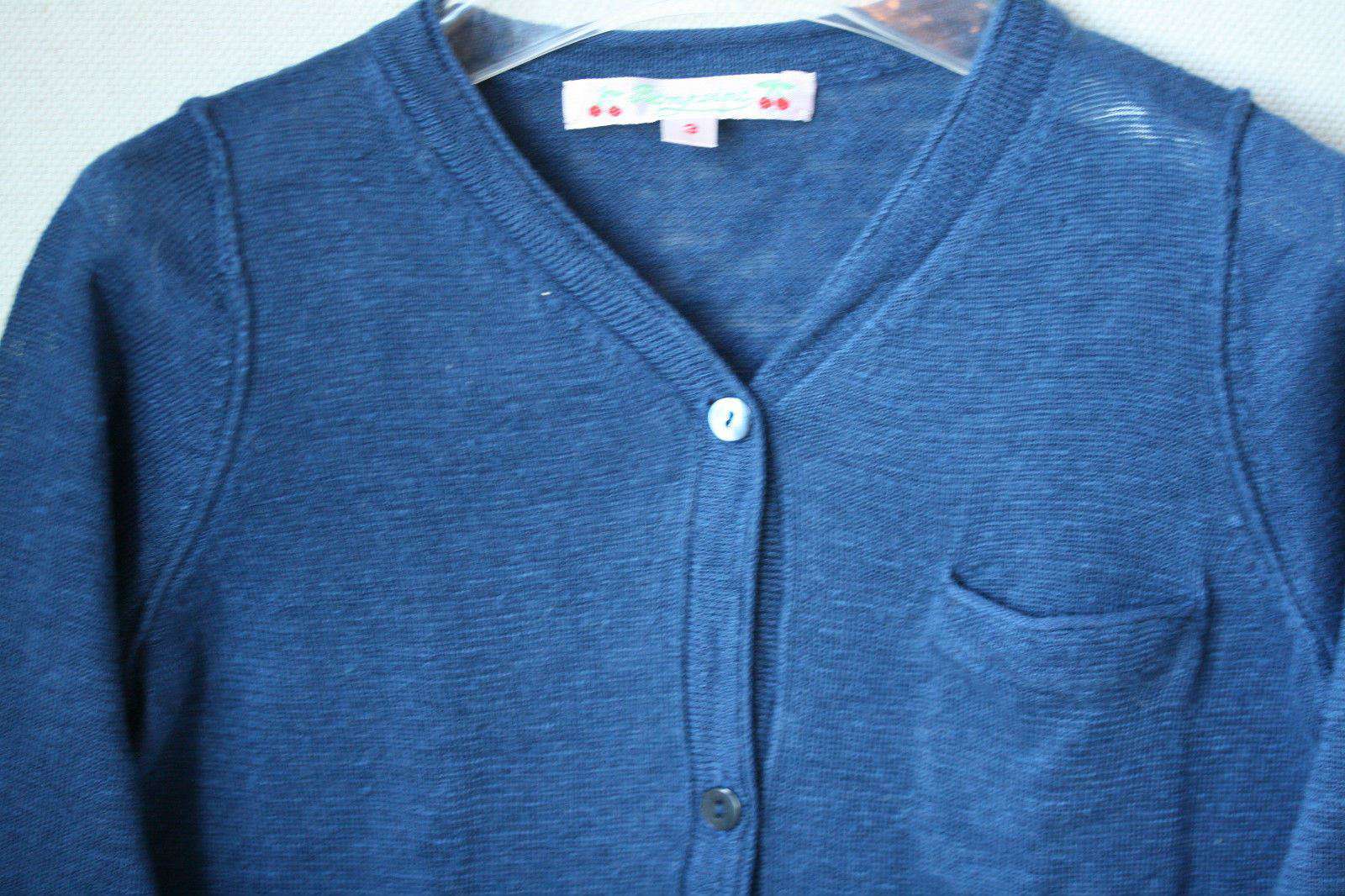 BONPOINT BABY BLUE LINEN CARDIGAN 2 YEARS - Image 2