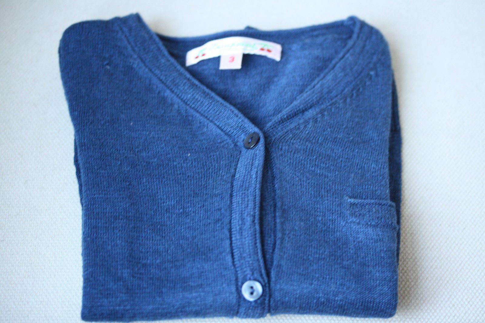 BONPOINT BABY BLUE LINEN CARDIGAN 2 YEARS - Image 4