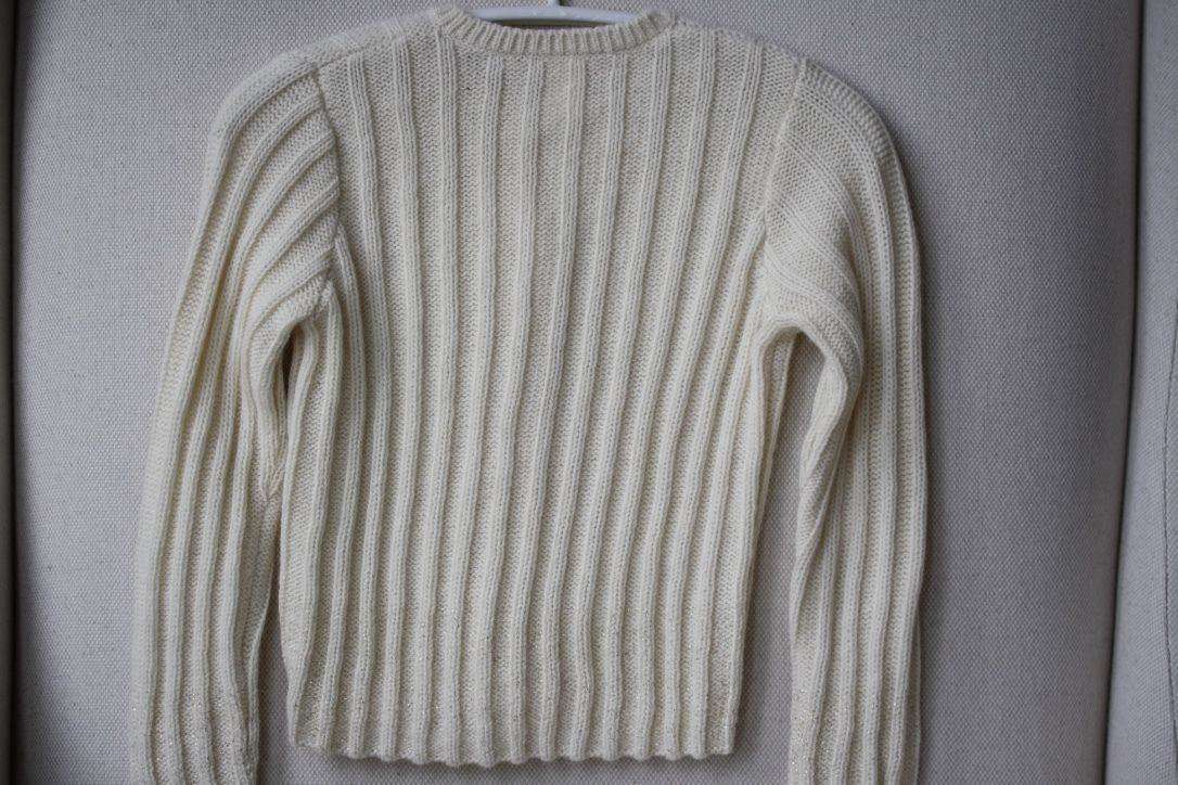 BONPOINT BABY CREAM WOOL ANGORA METALLIC RIBBED CARDIGAN 3 YEARS - Image 2
