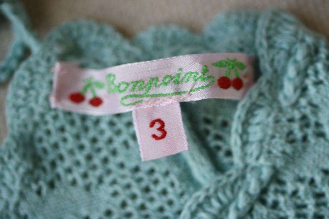 BONPOINT BABY CROCHET AQUA BLUE SWEATER TOP 3 YEARS - Image 2