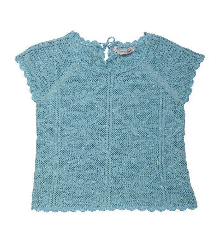 BONPOINT BABY CROCHET AQUA BLUE SWEATER TOP 3 YEARS - Image 8