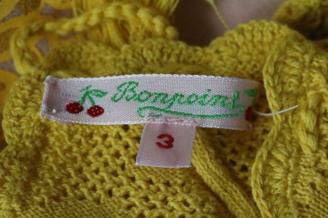BONPOINT BABY CROCHET YELLOW SWEATER TOP 3 YEARS - Image 2