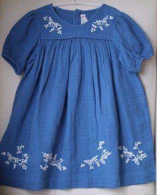 BONPOINT BABY GIRLS BLUE ELSA EMBROIDERED DRESS 4 YEARS - Image 2