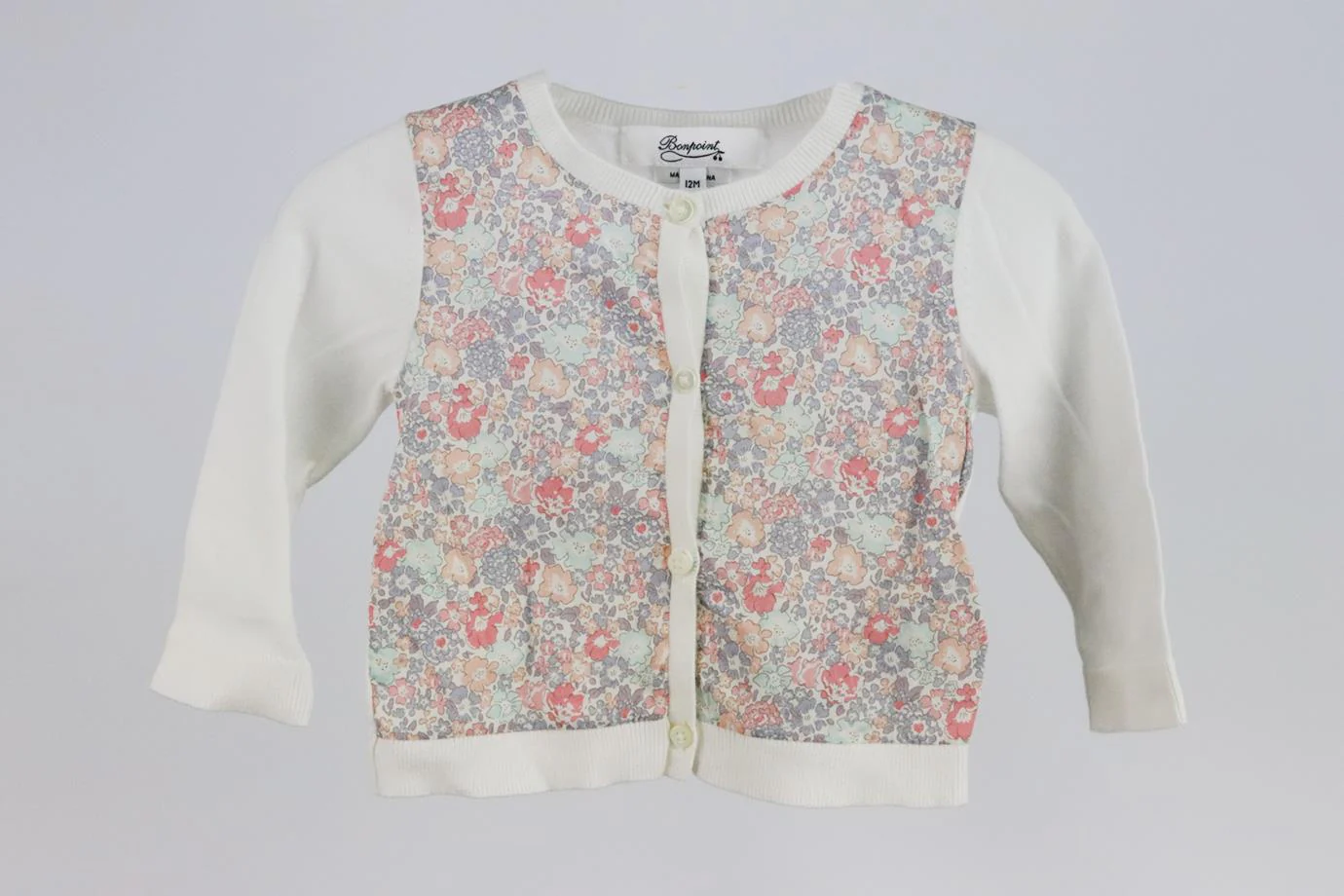 BONPOINT BABY GIRLS FLORAL COTTON CARDIGAN 12 MONTHS - Image 2