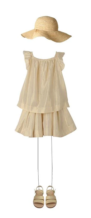BONPOINT BABY GIRLS GOLD ELISE BLOUSE AND SOLINA SKIRT SET 4 YEARS - Image 2