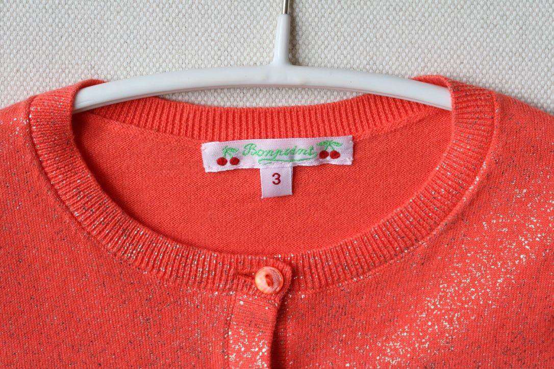 BONPOINT BABY GIRLS ORANGE SPARKLY CARDIGAN 3 YEARS - Image 4
